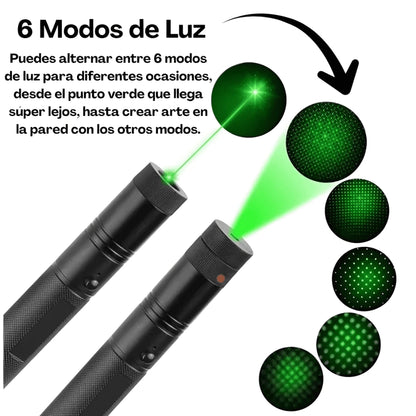 Láser UltraLight™ Verde Súper Potente Recargable - Alcance De Más De 10 Mil Metros (6 Modos de Luz)